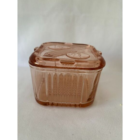 Vintage Depression Glass Pink Container with Lid - Picture 8 of 8